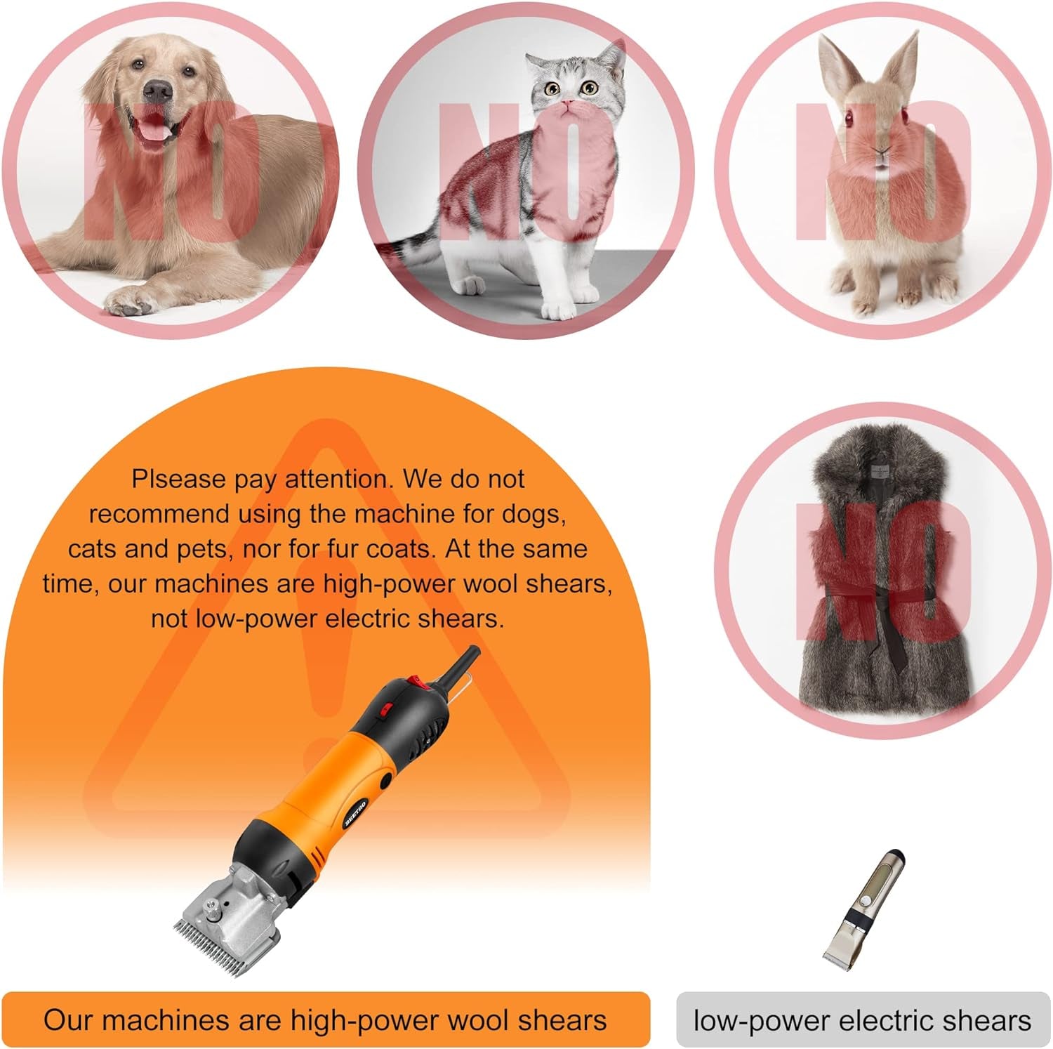 500W Electric Professional Horse Shears, 6 Speeds Animal Grooming Clippers for Horse Equine Goat Pony Cattle, with an Extra Set of Shearing Blades
