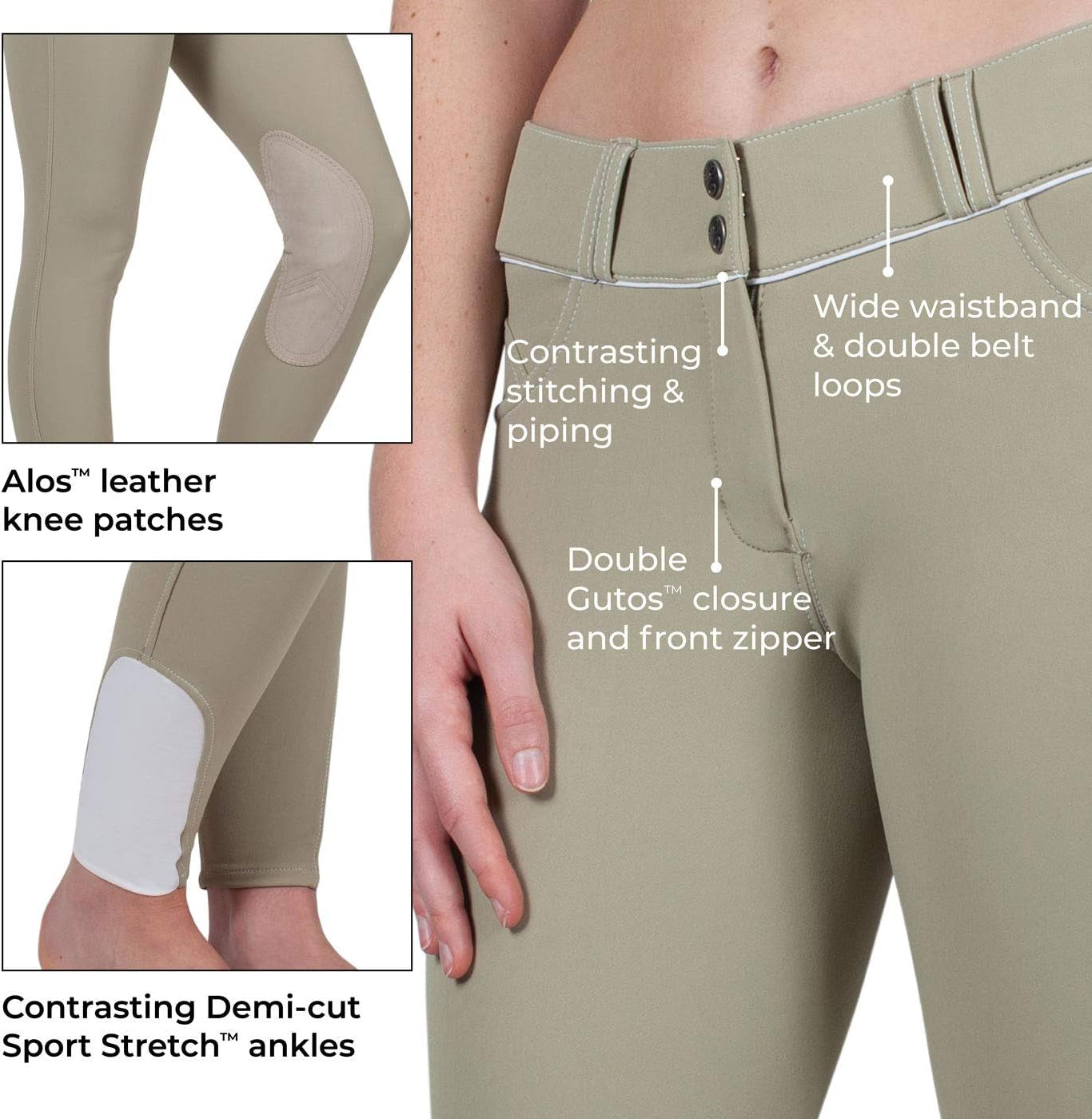 Euroseat Breeches - High Waist Platinum Brooklyn Riding Pants for Women