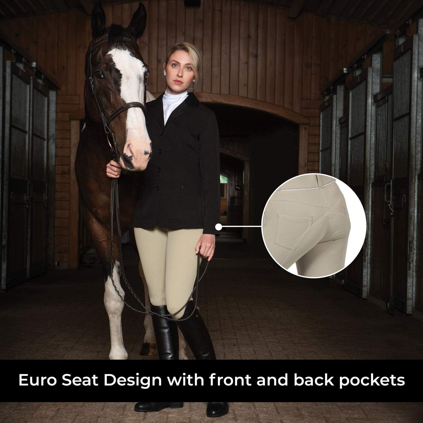 Euroseat Breeches - High Waist Platinum Brooklyn Riding Pants for Women