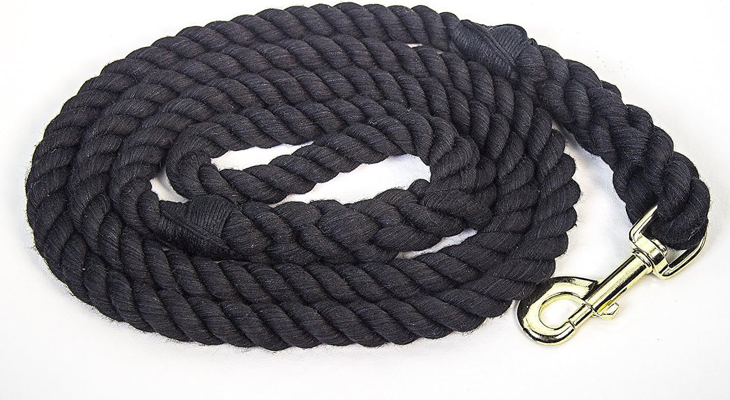 Fms Cotton Rope Leash Lead for Medium to Large Dogs, Pets Handmade in USA with 100% American Made Rope Custom Colors, Heavy Duty Hardware (Black) 1/2-Inch X 10 Foot