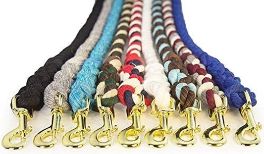 Fms Cotton Rope Leash Lead for Medium to Large Dogs, Pets Handmade in USA with 100% American Made Rope Custom Colors, Heavy Duty Hardware (Black) 1/2-Inch X 10 Foot