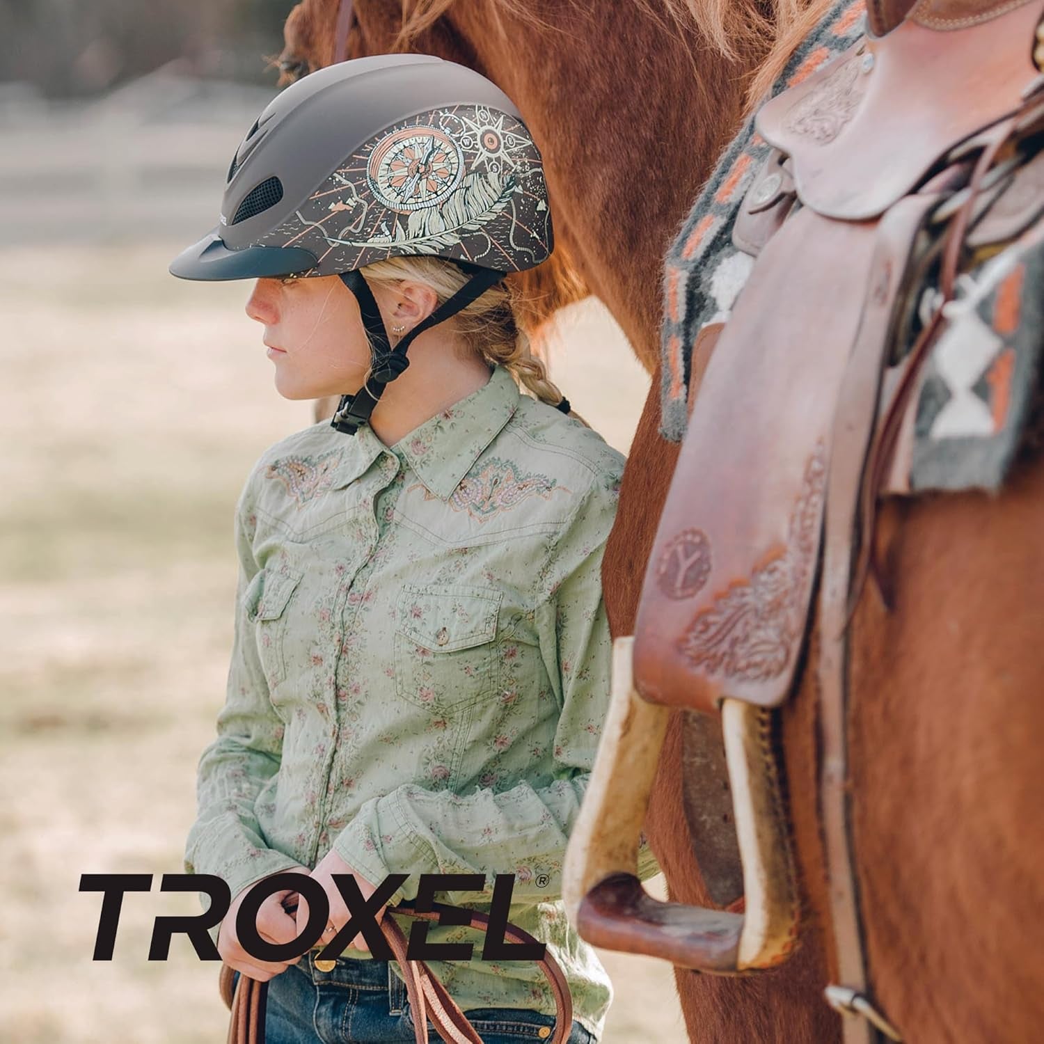 Rebel Turquoise Rose Helmet
