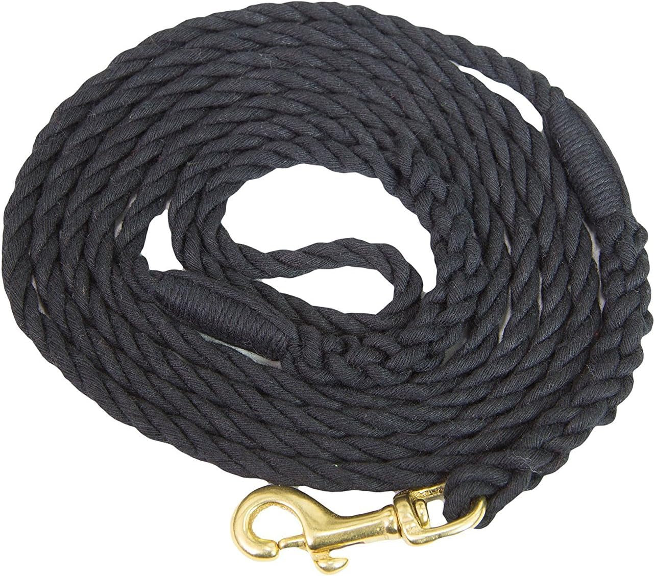 Fms Cotton Rope Leash Lead for Medium to Large Dogs, Pets Handmade in USA with 100% American Made Rope Custom Colors, Heavy Duty Hardware (Black) 1/2-Inch X 10 Foot