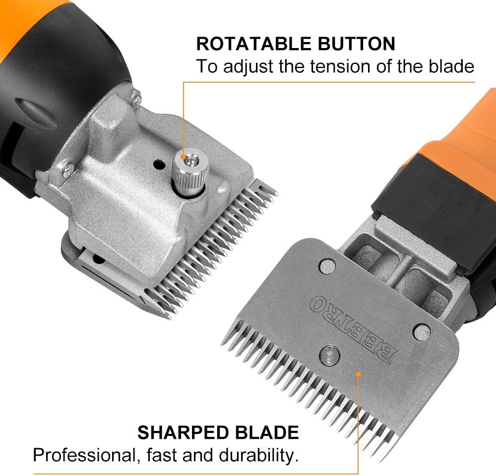 500W Electric Professional Horse Shears, 6 Speeds Animal Grooming Clippers for Horse Equine Goat Pony Cattle, with an Extra Set of Shearing Blades