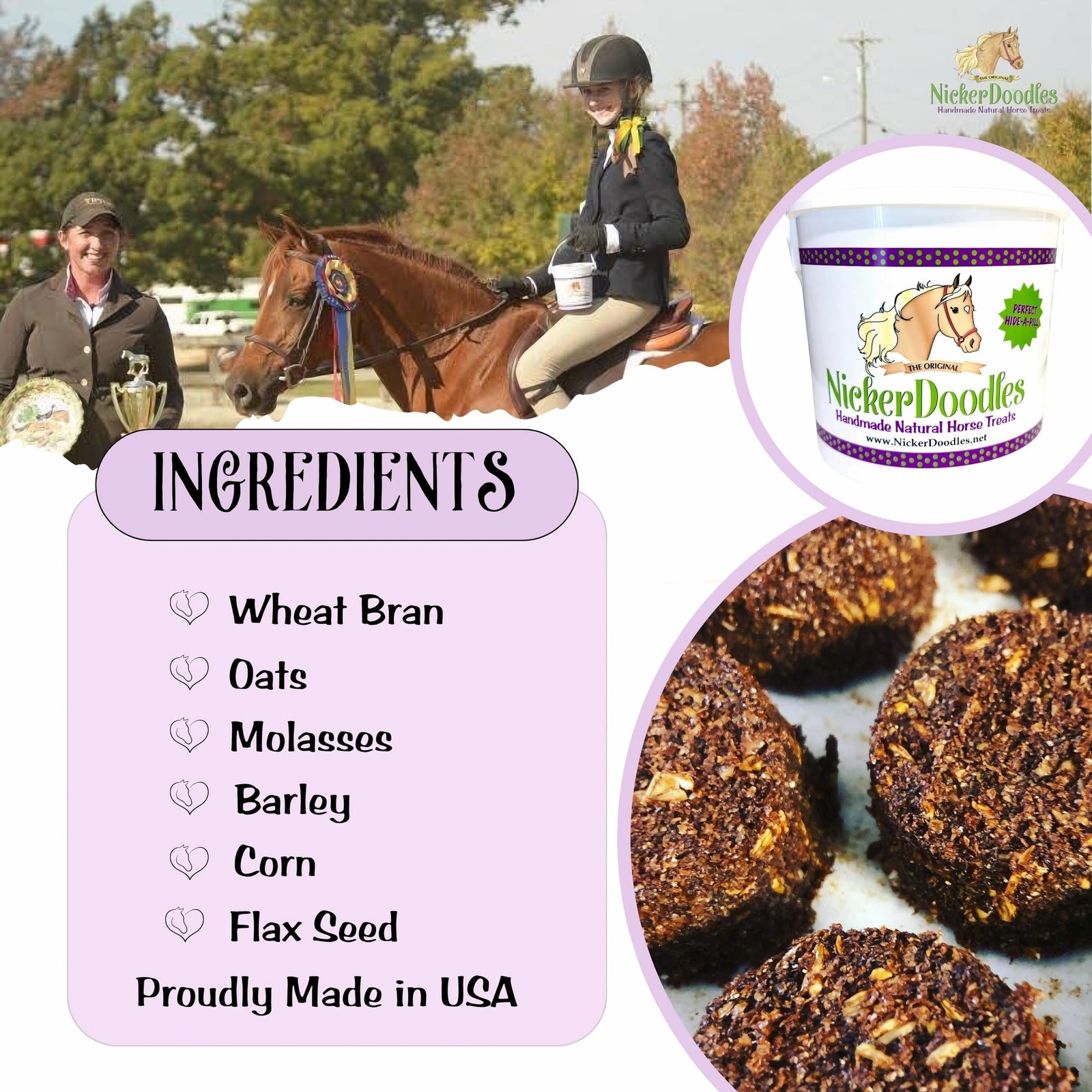 Nickerdoodles Horse Treats 2Lb Soft Baked Pill Pockets for Easy Medication