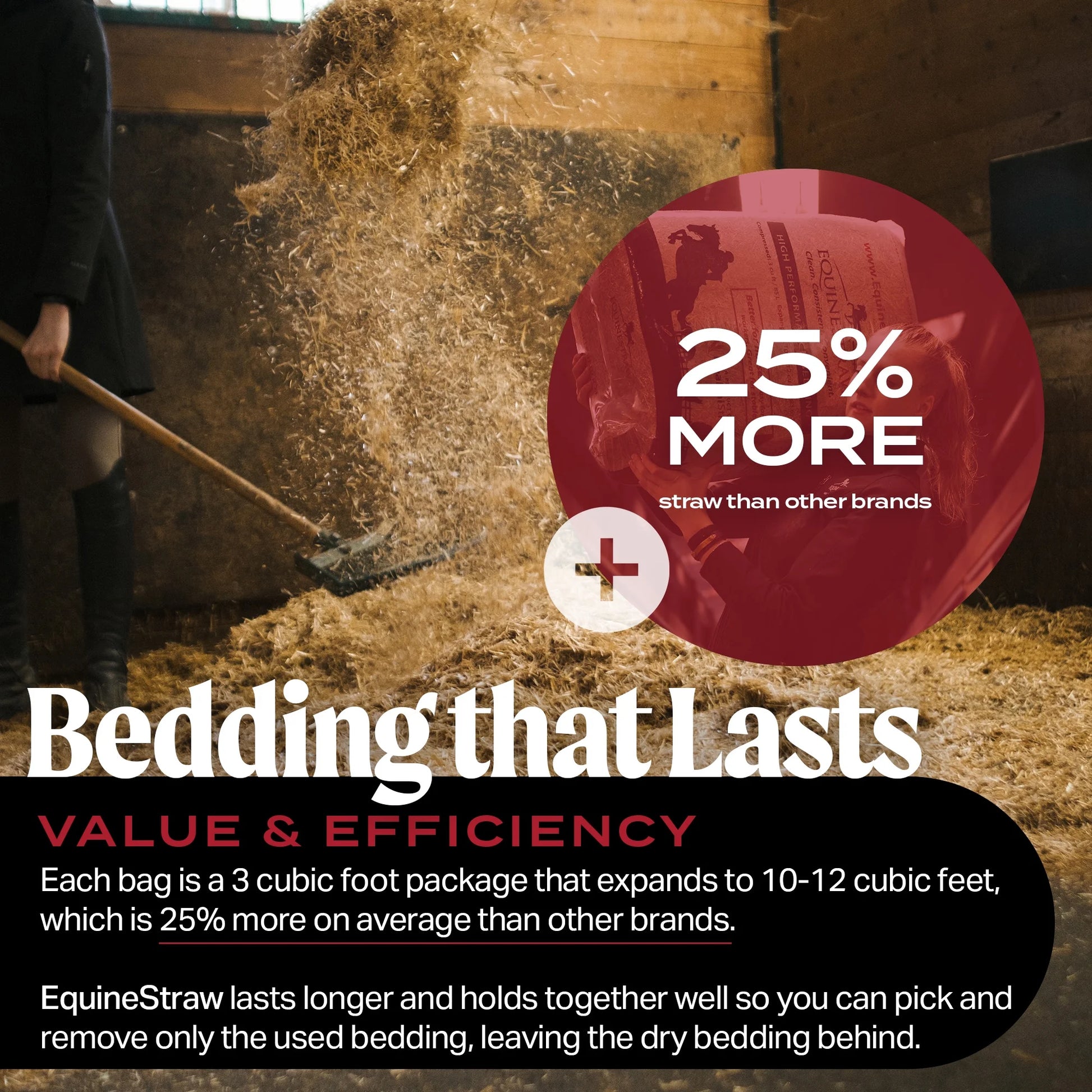Equinestraw, 3 Cu Ft - All-Natural Wheat Straw Bedding for High-Performance Horses, Foaling and Trailers - Horses with Respiratory or Sensitive Skin Issues- Sustainably Sourced - Cleaned